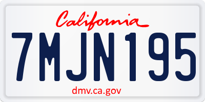 CA license plate 7MJN195