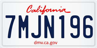 CA license plate 7MJN196