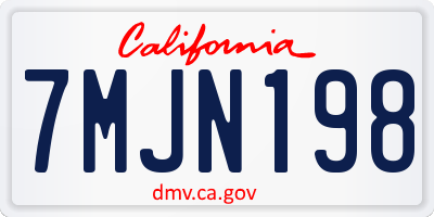 CA license plate 7MJN198