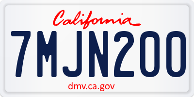 CA license plate 7MJN200