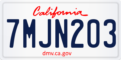 CA license plate 7MJN203