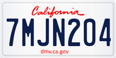 CA license plate 7MJN204