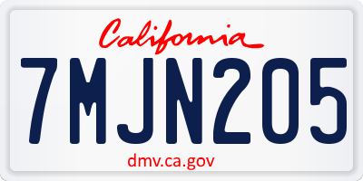 CA license plate 7MJN205