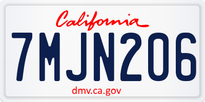 CA license plate 7MJN206