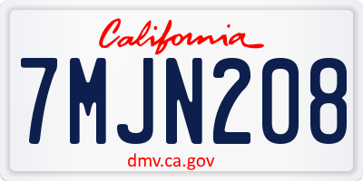 CA license plate 7MJN208