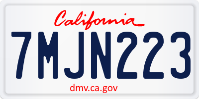 CA license plate 7MJN223