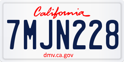 CA license plate 7MJN228