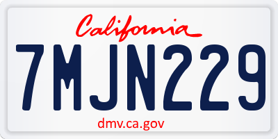 CA license plate 7MJN229