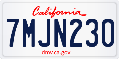 CA license plate 7MJN230