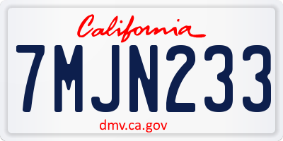 CA license plate 7MJN233