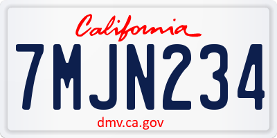 CA license plate 7MJN234