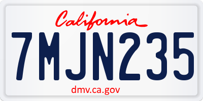 CA license plate 7MJN235