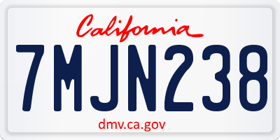 CA license plate 7MJN238