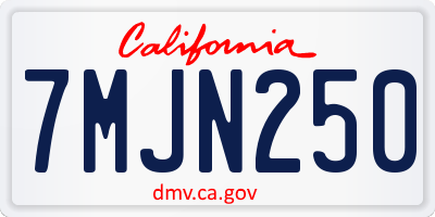 CA license plate 7MJN250