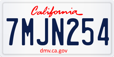 CA license plate 7MJN254