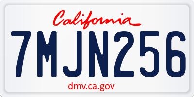 CA license plate 7MJN256