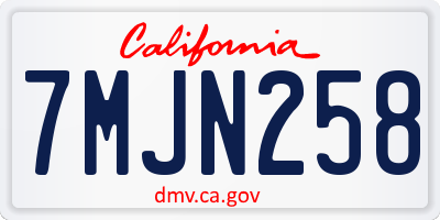 CA license plate 7MJN258