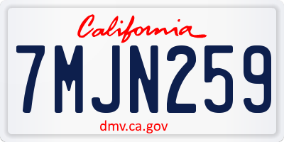 CA license plate 7MJN259