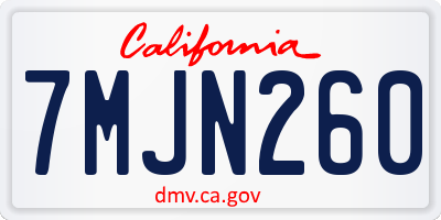 CA license plate 7MJN260