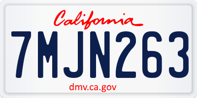 CA license plate 7MJN263