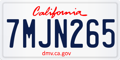 CA license plate 7MJN265