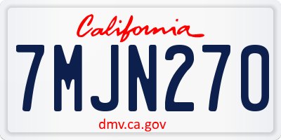 CA license plate 7MJN270