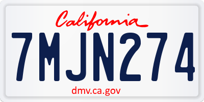 CA license plate 7MJN274