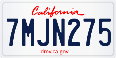 CA license plate 7MJN275