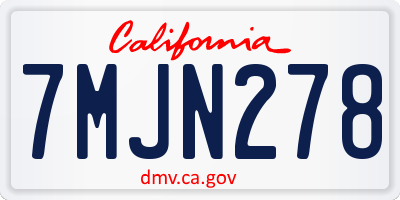 CA license plate 7MJN278