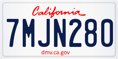 CA license plate 7MJN280