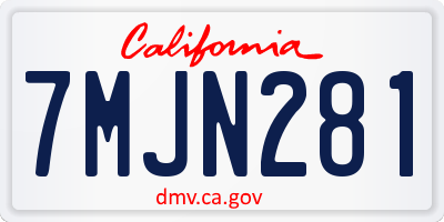 CA license plate 7MJN281