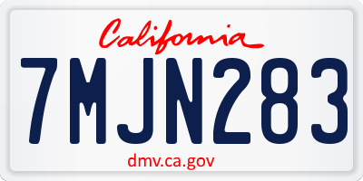 CA license plate 7MJN283