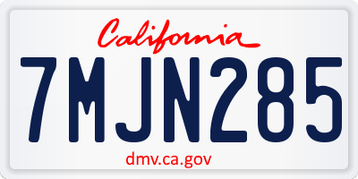 CA license plate 7MJN285