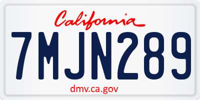 CA license plate 7MJN289