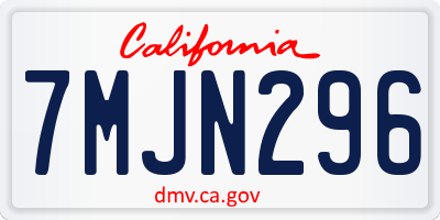 CA license plate 7MJN296