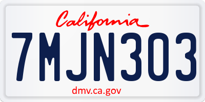 CA license plate 7MJN303