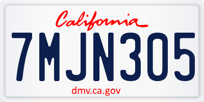 CA license plate 7MJN305