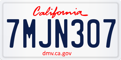 CA license plate 7MJN307