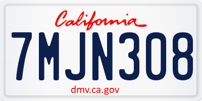 CA license plate 7MJN308