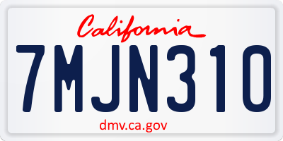 CA license plate 7MJN310