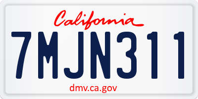 CA license plate 7MJN311