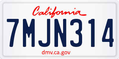 CA license plate 7MJN314