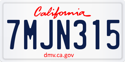 CA license plate 7MJN315