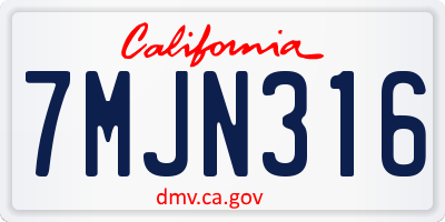 CA license plate 7MJN316