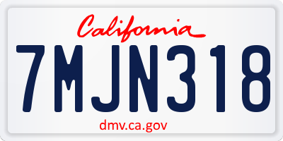 CA license plate 7MJN318