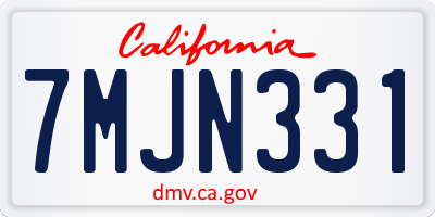 CA license plate 7MJN331