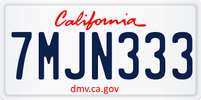 CA license plate 7MJN333