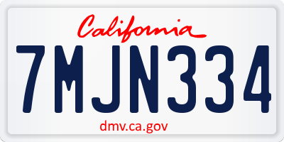 CA license plate 7MJN334