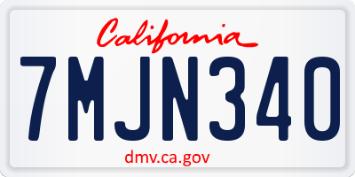 CA license plate 7MJN340