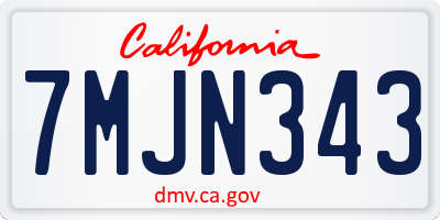 CA license plate 7MJN343